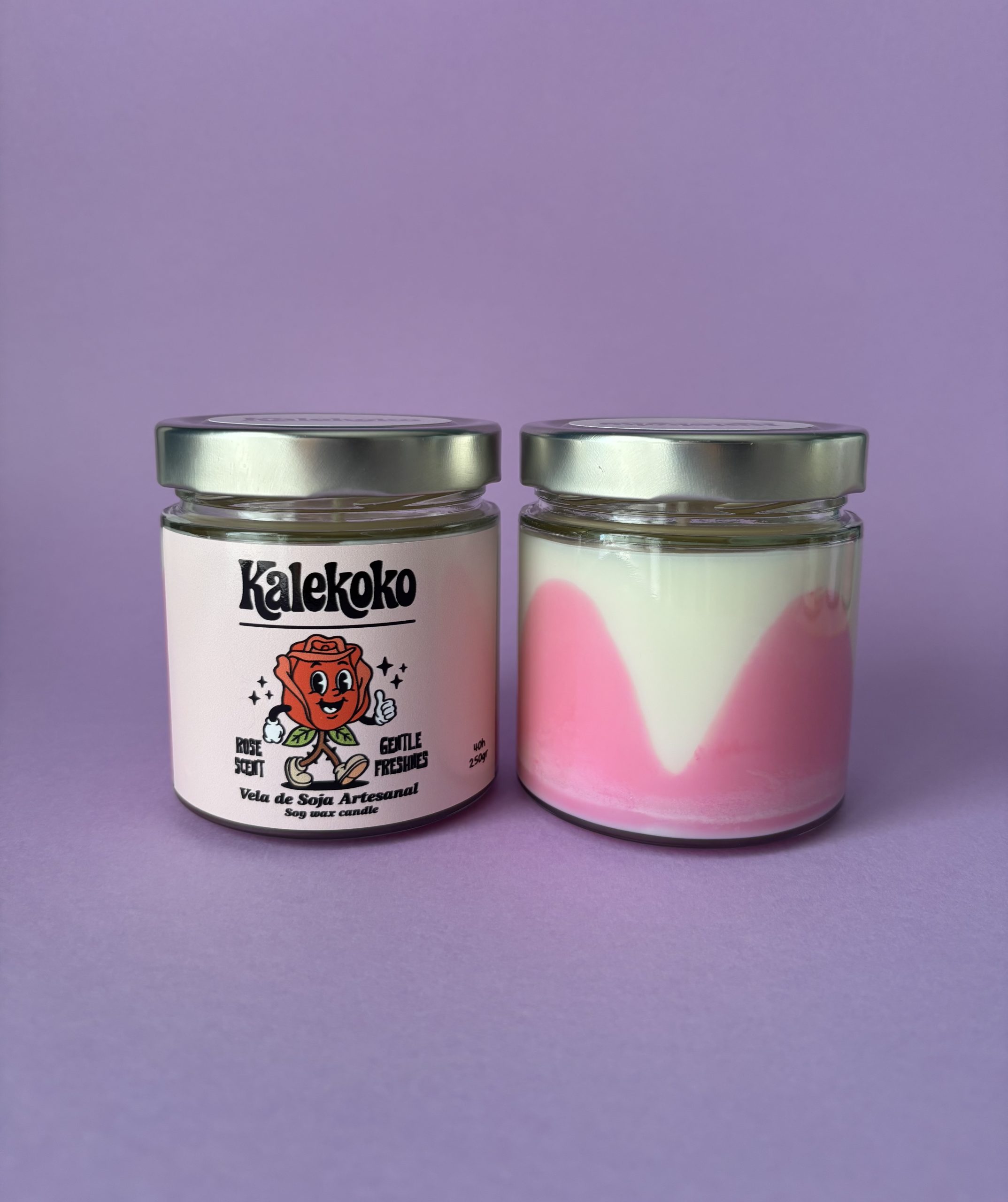 Vela violeta rosas o limón 250 gr cera de soja | Kalekoko Colors. - Imagen 7