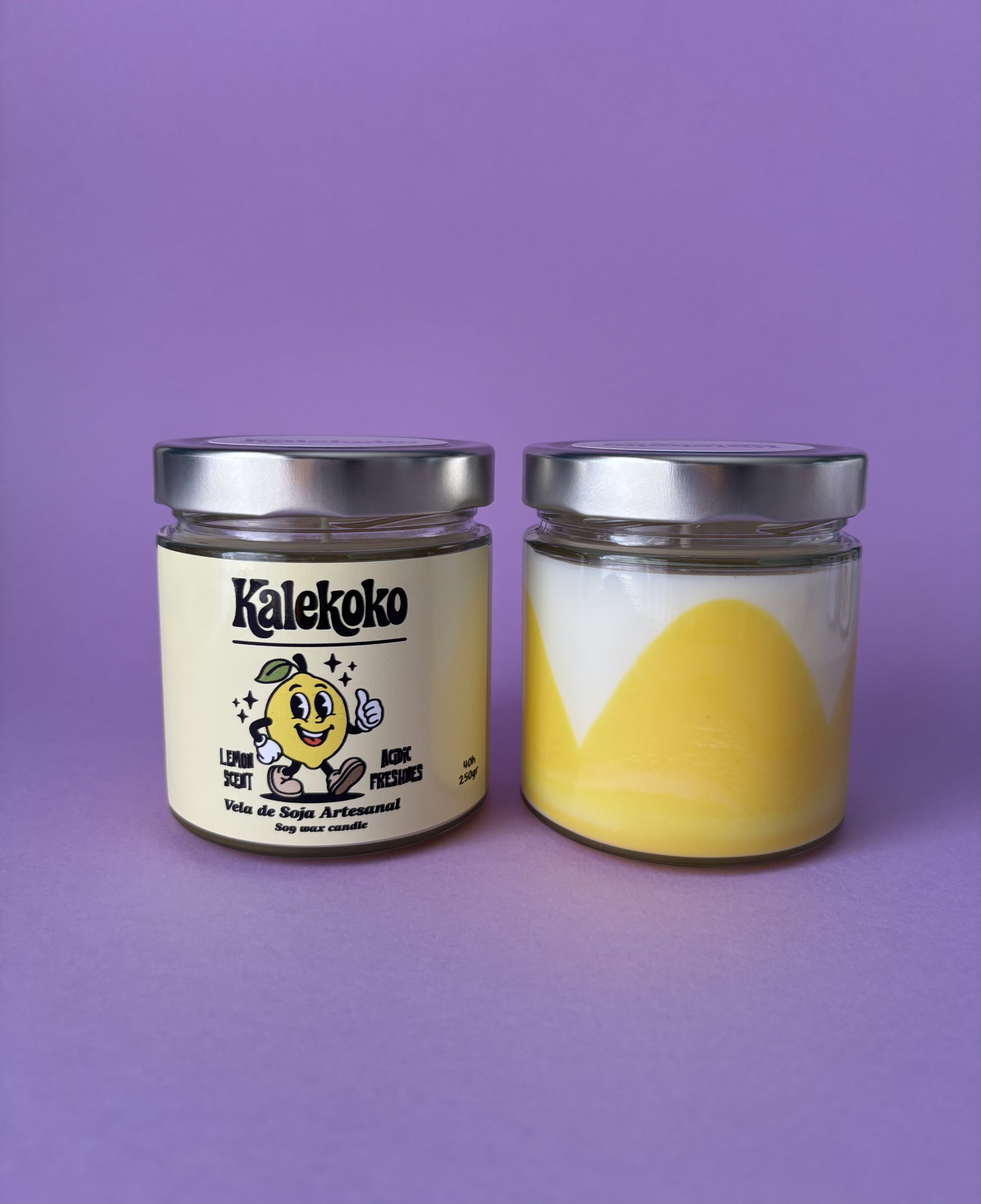 Vela violeta rosas o limón 250 gr cera de soja | Kalekoko Colors. - Imagen 6