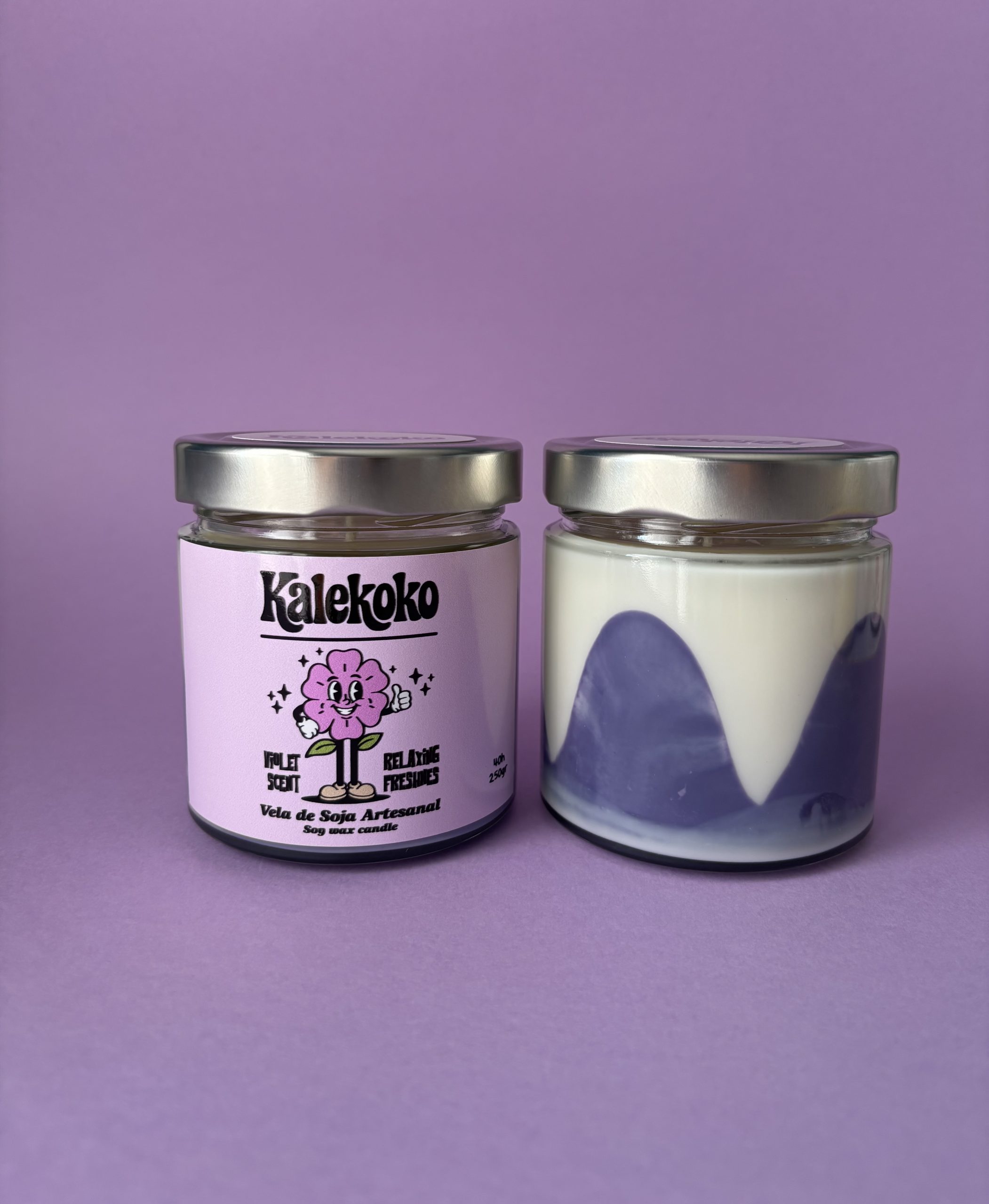 Vela violeta rosas o limón 250 gr cera de soja | Kalekoko Colors. - Imagen 5