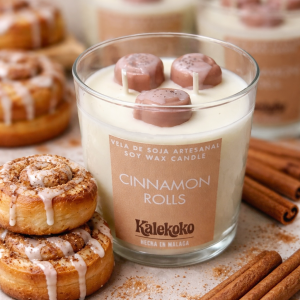 Vela de rollitos de canela de soja artesanal 🥐 280gr | Kalekoko Fantasy