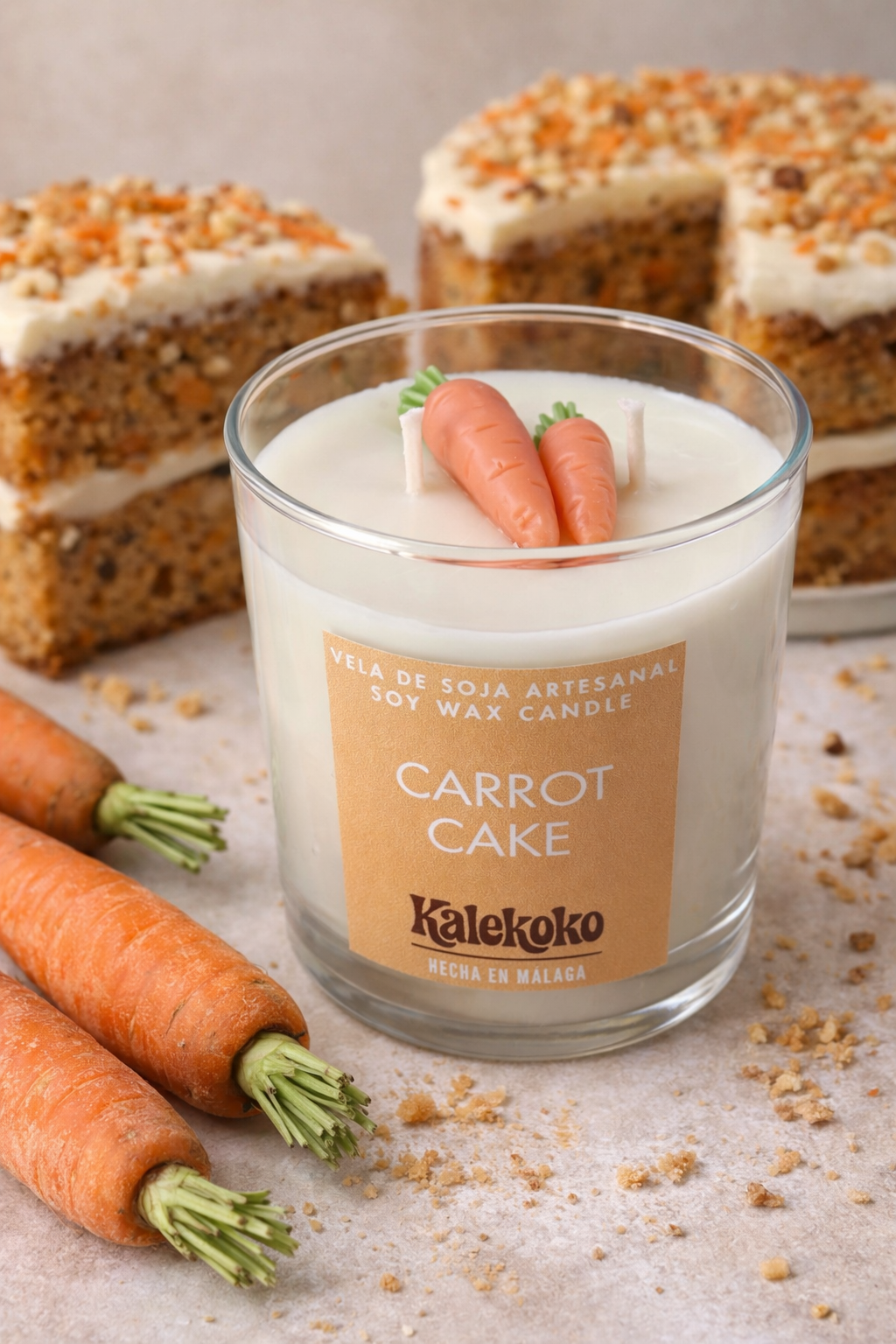 Vela de tarta de zanahoria de soja artesanal 🥕 280gr | Vela de soja kalekoko Fantasy