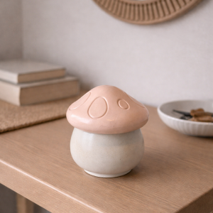 Recipiente seta con tapa naranja | hecho a mano 🍄