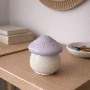 Recipiente seta con tapa lila | hecho a mano 🍄