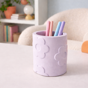 Tarro relieve floral lila | hecho a mano 🌼