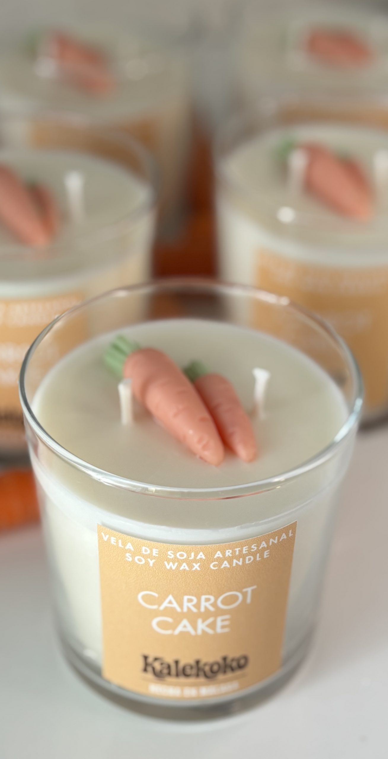 Vela de tarta de zanahoria de soja artesanal 🥕 280gr | Vela de soja kalekoko Fantasy - Imagen 4