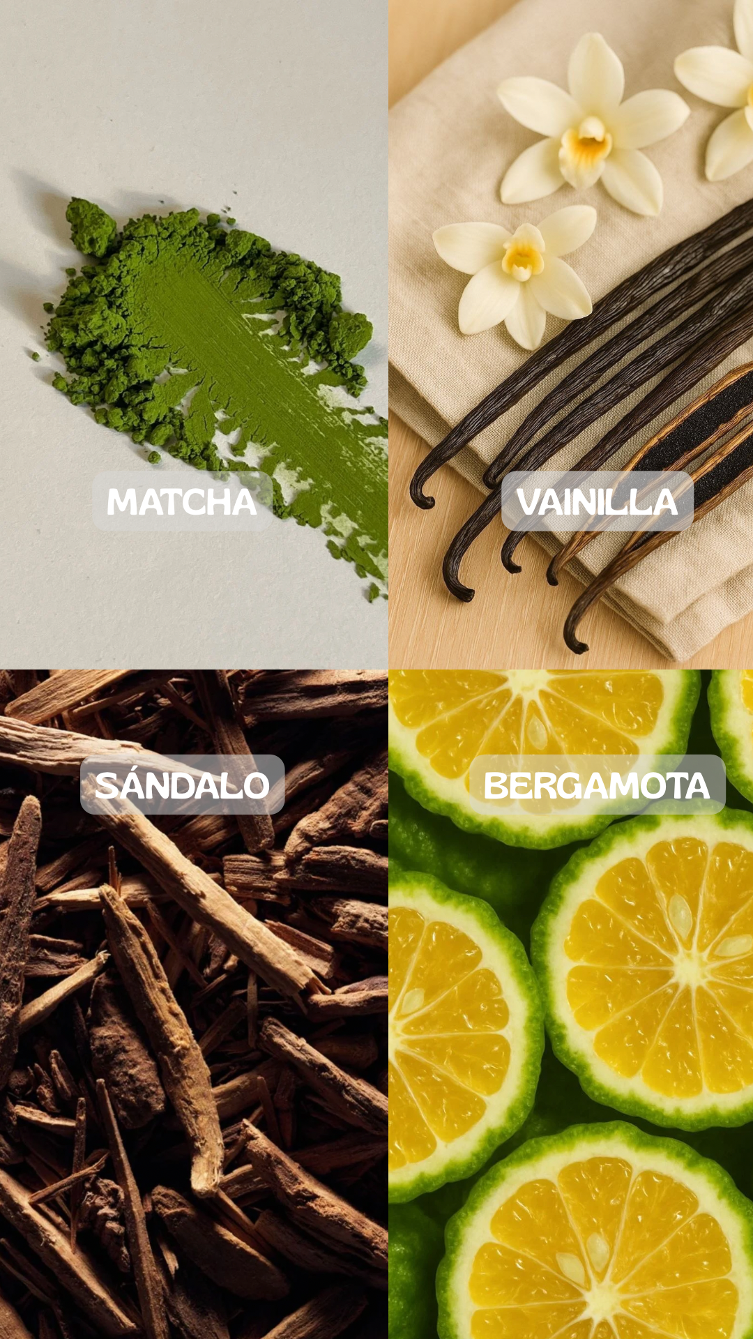 Colección Origen | Matcha, Vainilla y Bergamota & Sándalo | Set de 3 velas aromáticas. - Imagen 5