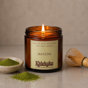 Vela de soja aroma Matcha | hecha a mano con cera de soja 100% natural | kalekoko