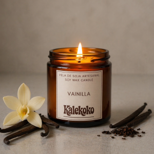 Vela de soja aroma vainilla | hecha a mano con cera de soja 100% natural | Kalekoko