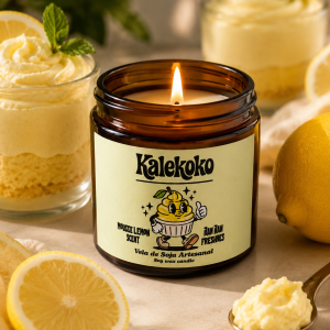 Vela de soja mousse de limón | Hecha a mano con cera de soja 100% natural | Kalekoko