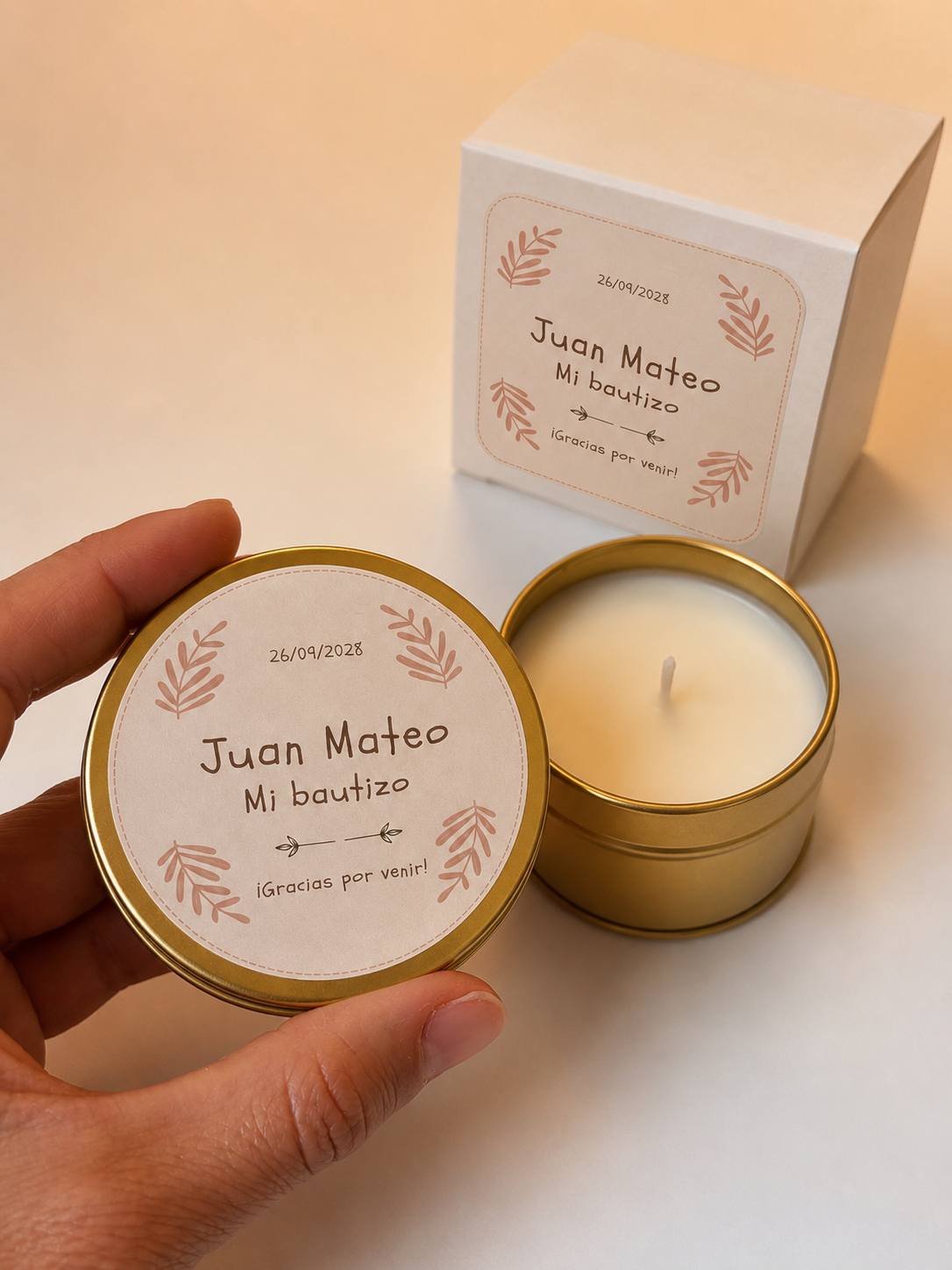 Vela de soja personalizada para bautizo | Kalekoko - Imagen 4