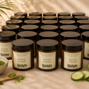 Velas de soja para negocios | Aroma MATCHA & PEPINO | Kalekoko