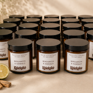 Velas de soja para negocios | Aroma BERGAMOTA & SÁNDALO | Kalekoko